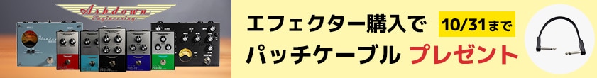 ASHDOWNのエフェクター購入でパッチケーブルプレゼント！