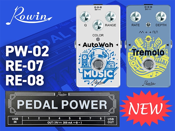 ROWIN introduces new power supplies, tremolo, and auto-wah!