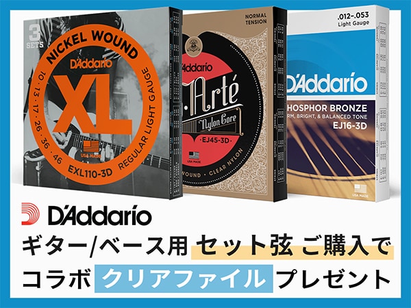DADDARIOセット弦ご購入でクリアファイルをプレゼント！