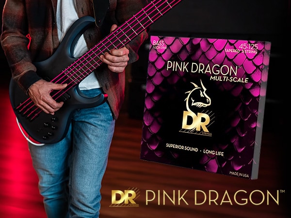 DRよりネオンピンクが映える「PINK DRAGON」ベース弦が新発売！