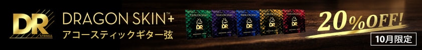 【10月限定】DRの次世代コーティング弦「DRAGON SKIN+」アコースティックギター弦が20% OFF!