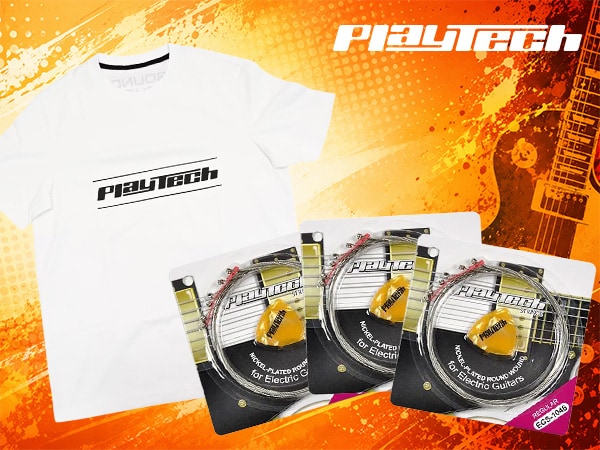 PLAYTECHのTシャツとエレキギター弦3パックのお得なセットが新登場！