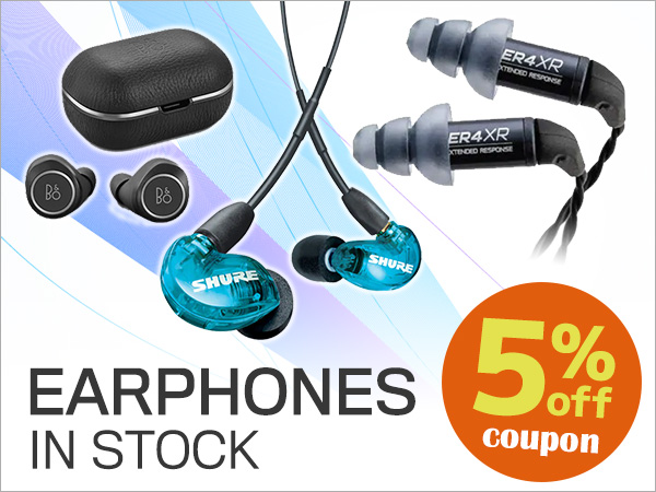 Coupon for up to 5% off earphones in stock!