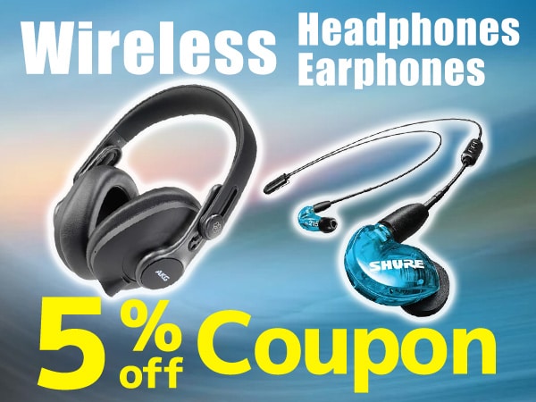 5% OFF coupon for wireless headphones/earphones!