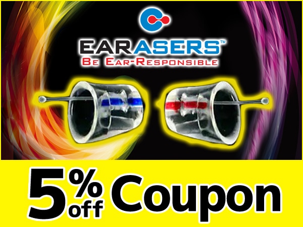 5% OFF coupon for Topic-of-the-Day EARASERS earplugs