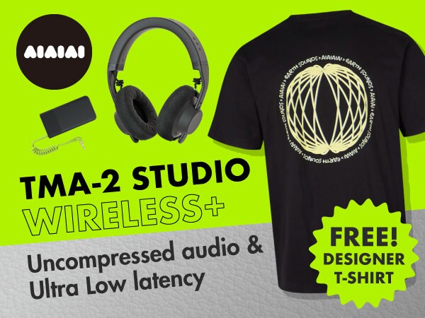 Purchase AIAIAI's popular TMA-2 Studio Wireless+ headphones and receive a complimentary T-shirt gift!