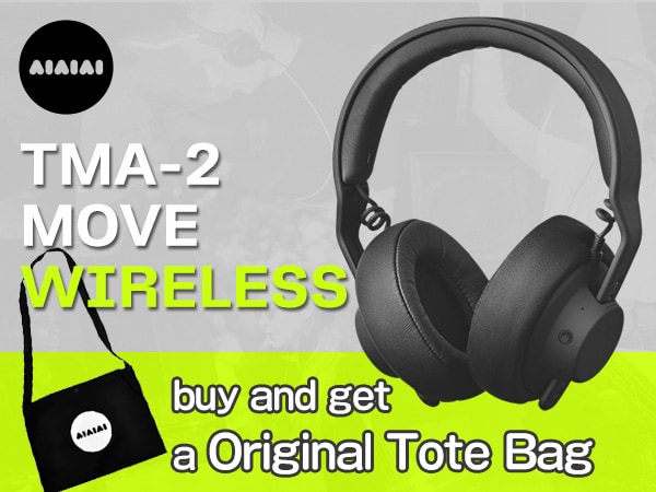 Receive a free original tote bag when you purchase AIAIAI Wireless Headphones from the TMA-2 MOVE Wireless Series.