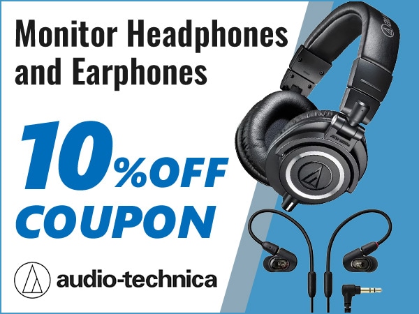 10% off coupon for audio-technica monitor headphones and earphones!