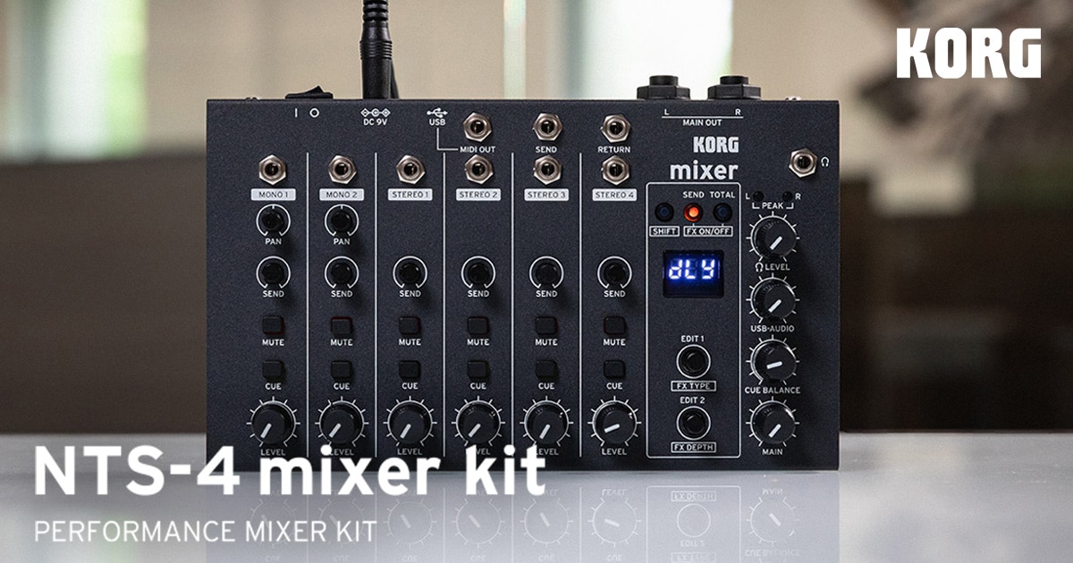 KORGより、コンパクト・パフォーマンスミキサー「NTS-4 mixer kit」新