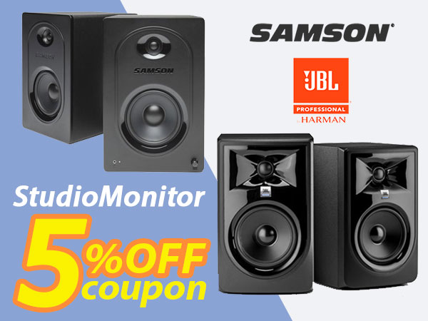 5% OFF coupon for JBL and SAMSON studio monitors!