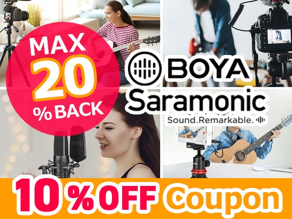 【最大20%OFF】BOYA＆Saramonic対象10％OFFクーポン！
