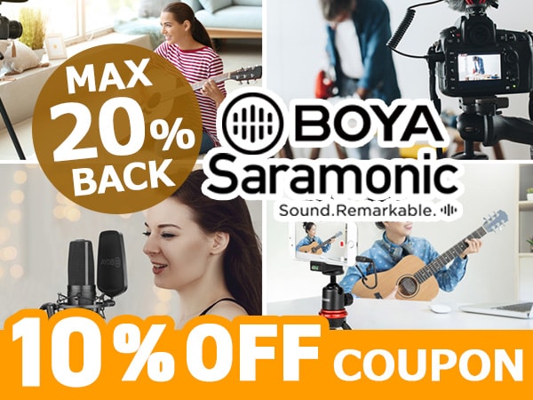 [Up to 20% back] BOYA & Saramonic 10% off coupon!