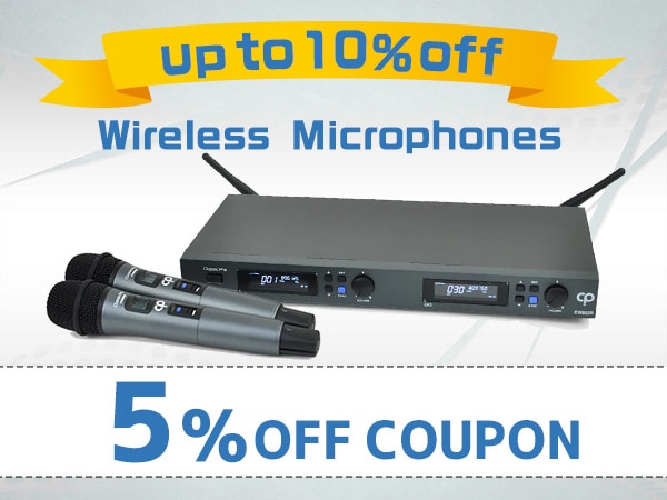 Get up to 10% back with a 5% off coupon for wireless microphones that we recommend!