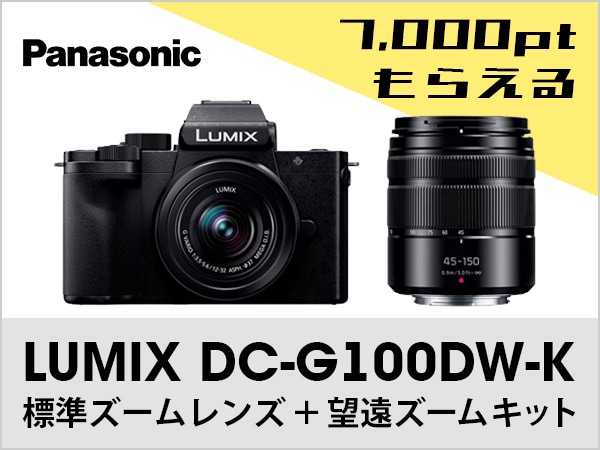 PANASONIC「LUMIX DC-G100DW-K」標準ズームレンズ＋望遠ズームキットで7,000ptゲット！