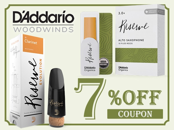 D'Addario Woodwinds 7% off coupon!
